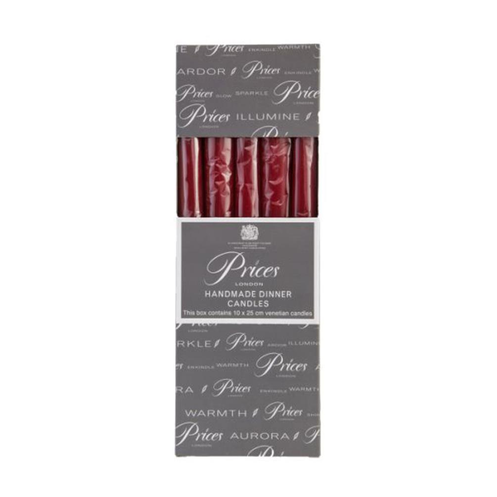 Price's Venetian Wine Red Wrapped Dinner Candles 25cm (Pack of 10) £14.39